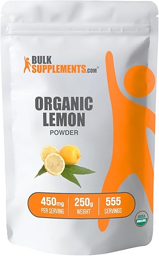 BulkSupplements.com Jugo de limón en polvo, polvo de fruta seca al aire, batido en polvo para saborizar, 450 mg de polvo de limón por porción, sin