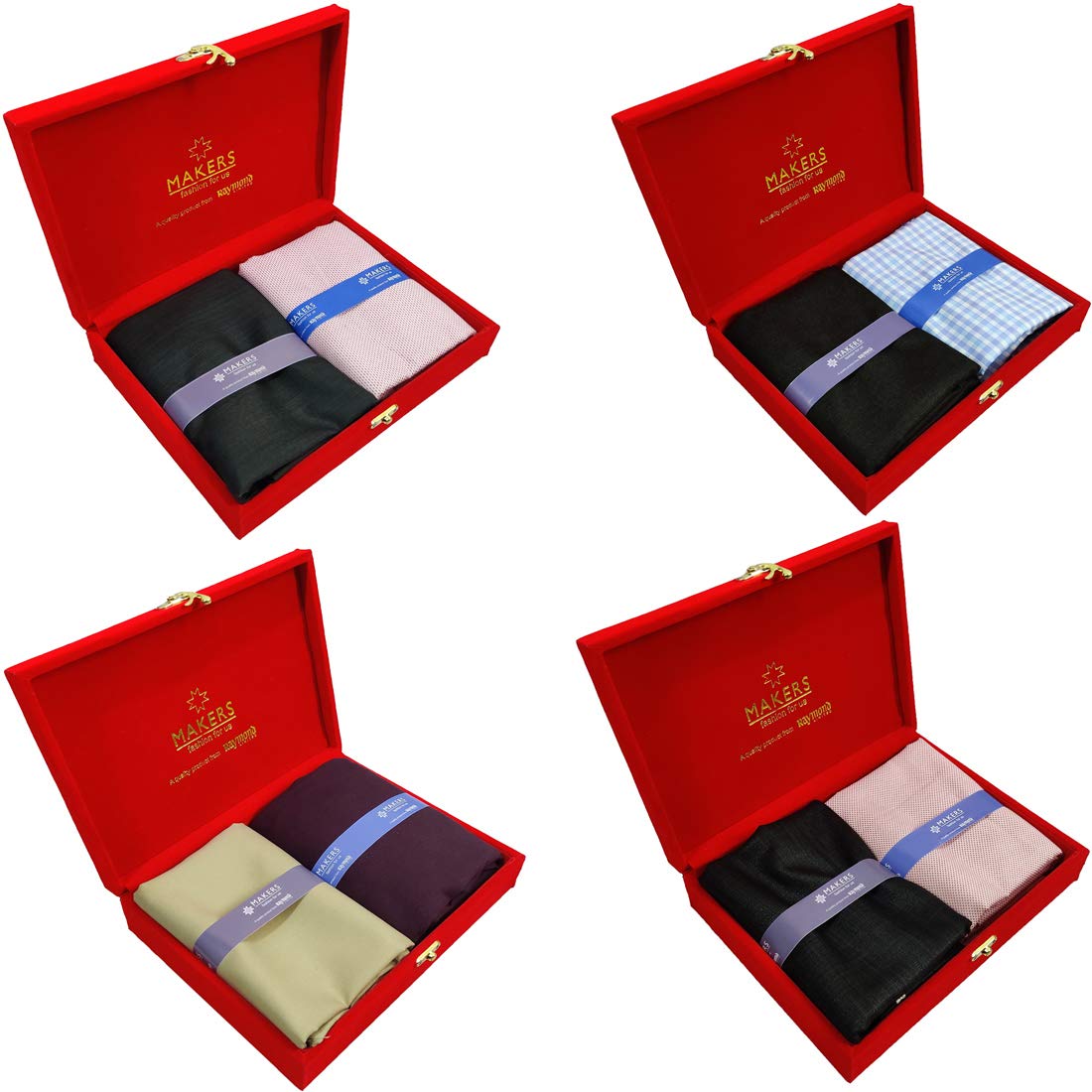 Fabrics Makers Men's Unstitched Poly Cotton Plain Shirt and Trouser Fabric Set - Gift Pack (Multicolour_Free Size) Set of 4-image-14