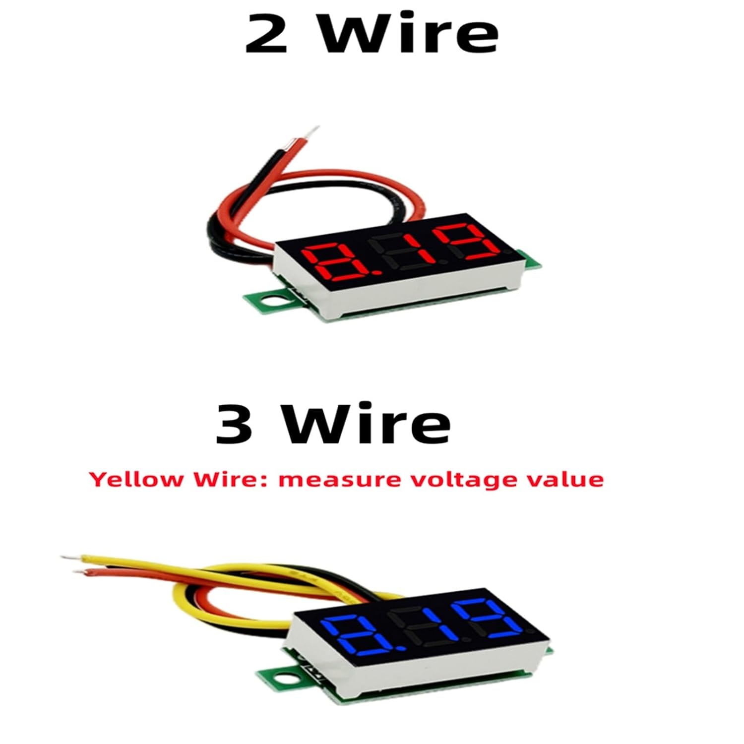 0.36 Red Blue Digital LED Mini Display Module DC2.5V-32V DC0-100V Voltmeter Voltage Tester Panel Meter Gauge for Motorcycle Car(Red,DC0-100V Three Line)