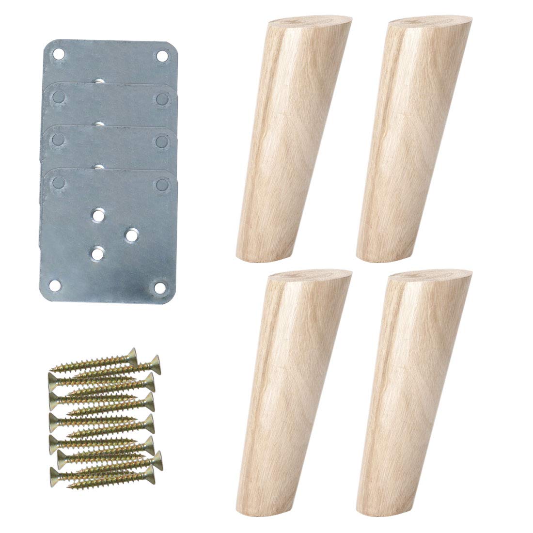 uxcell 6 Inch Solid Wood Furniture Legs Sofa Couch Table Desk Closet Cabinet Feet Adjuster Replacement Set of 4