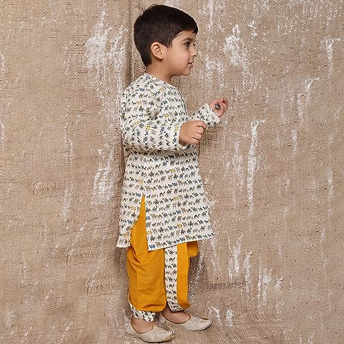 Image of AJ DEZINES Kids Ethnic Wear Pure Cotton Dhoti Kurta Set For Boys