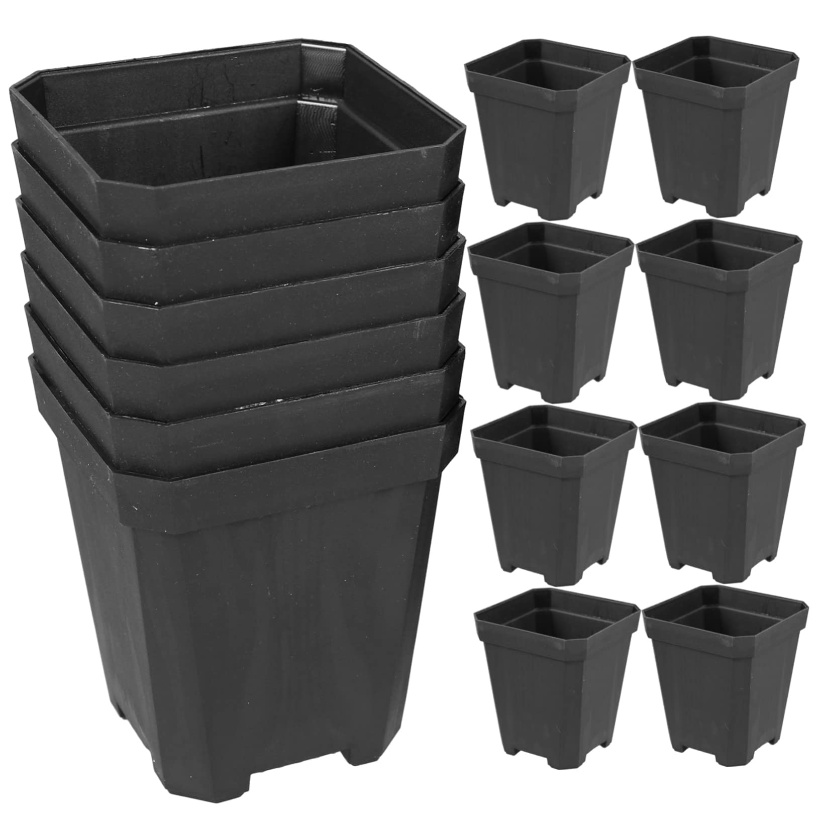 20er-Pack Pflanzentöpfe Für Baumschulen – 12x12x25 Cm, Schwarz, Mit Abflusslöchern, Ideal Für Gemüse & Blumen