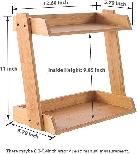 Miniatura 2 de GOBAM Organizador de encimera de cocina de bambú, estante de 3 niveles, organizador portátil de especias para sala de estar, cocina, oficina,
