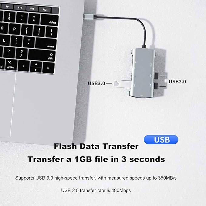 EBTOOLS Hub USB C 9 en 1 Multipuerto con PD, HDMI, VGA, Lector de Tarjetas miniatura 3