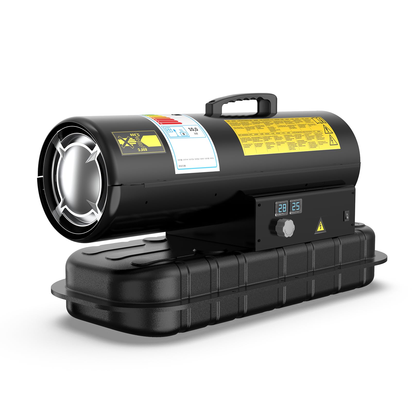 Calefactor Diésel 10 kW - Termoventilador Industrial - Caudal 450 m³/h - Termostato Regulable e Indicador de Nivel de Combustible - Para Talleres, Obras y Uso Agrícola