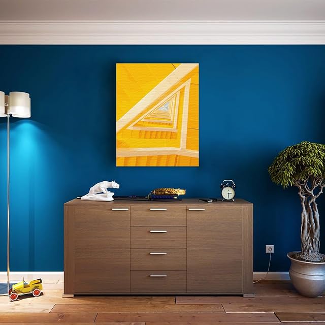 Foto 4 de 8 de ARTNAPI Pintura por números para adultos con marco, pintada a mano, escalera amarilla al infinito