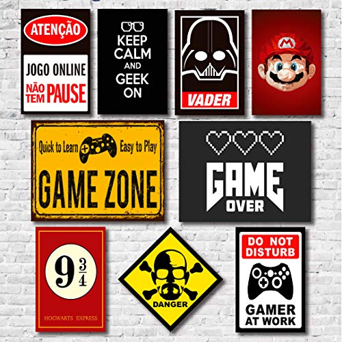 Kit Placas Decorativas Geek Nerd Frases Mdf - 9 Placas