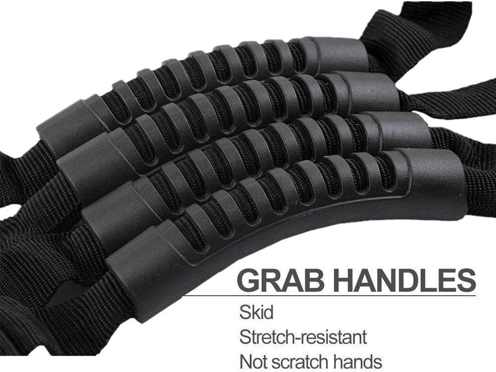 4 x Roll Bar Grab Handle for Wrangler YJ TJ JK JL Sports Sahara Freedom Rubicon X Unlimited 1995-2021, Heavy Duty Grab Handle with Adjustable Straps Durable Wrangler Accessories