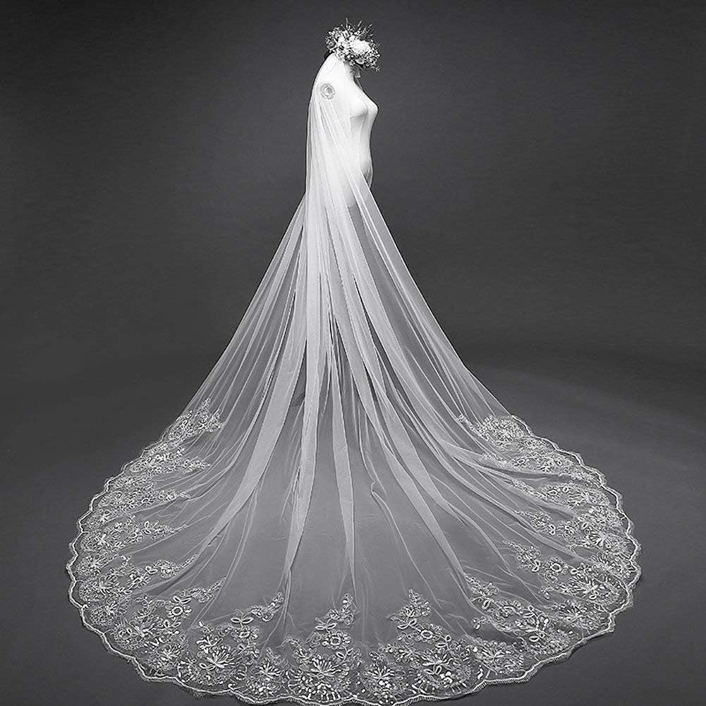 EllieHouse Women's Lace Wedding Bridal Veil With Comb L63
