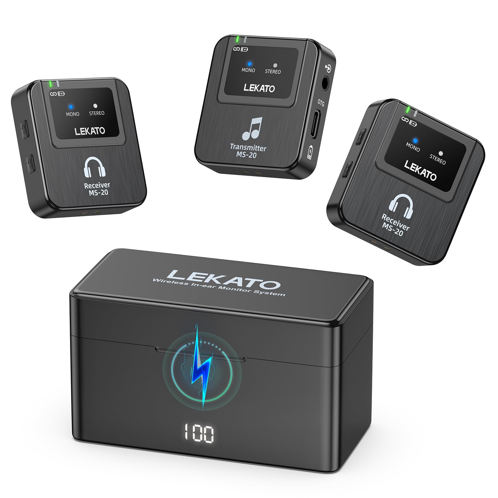 LEKATO ワイヤレスインイヤーモニター 送信機×1 受信機×3 セット Amazon | LEKATO インイヤーモニター ワイヤレスシステム 送信機