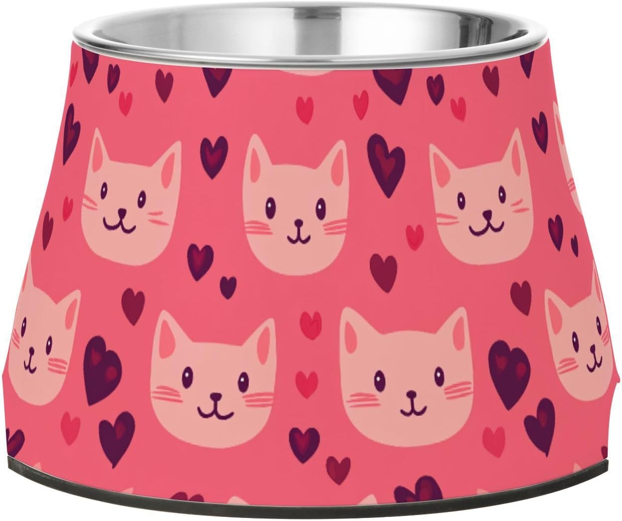 Heart Cartoon Cat Blush Pets Food Bowls Non Skid Stainless Steel Cats Basic Bowls for Loving Pet Whisker Friendly