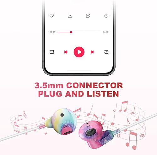 Miniatura 4 de XNMOA Auriculares con cable con micrófono, auriculares con cable de 0.138 in, auriculares con cable intrauditivos estéreo de alta fidelidad,