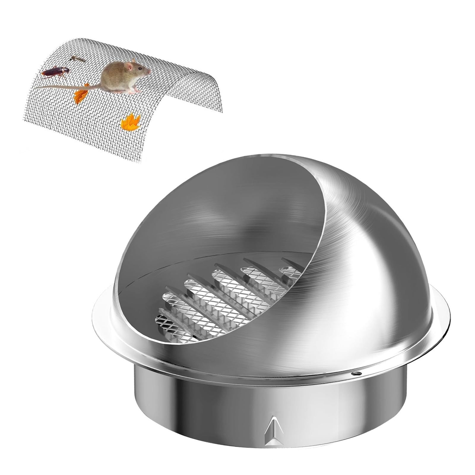 ガラリ 換気口 ステンレス製 150型 丸型フード付ガラリ 網付 ダンパー付 SMH150FD-MGK10# メタリックグレー パイプ径145×外径212.2mm 1単位 換気口 通気口 換気グリル 丸型フード付ガラリ ダクト用換気口 空気孔