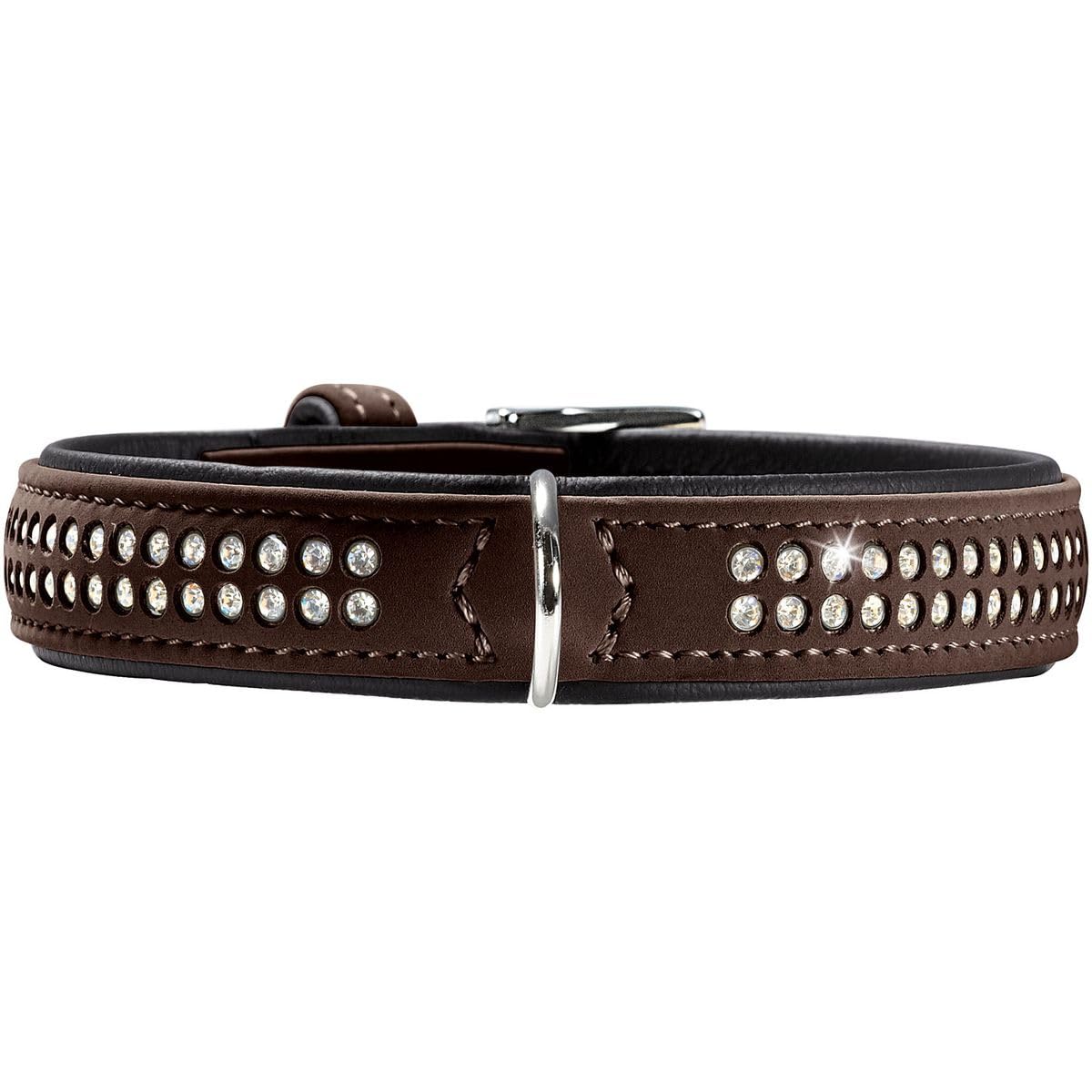 HUNTER Art-Nubuk Softie Deluxe Nickel Collar, 45/33 x 39 cm, Large, Brown/Nappa Blackn