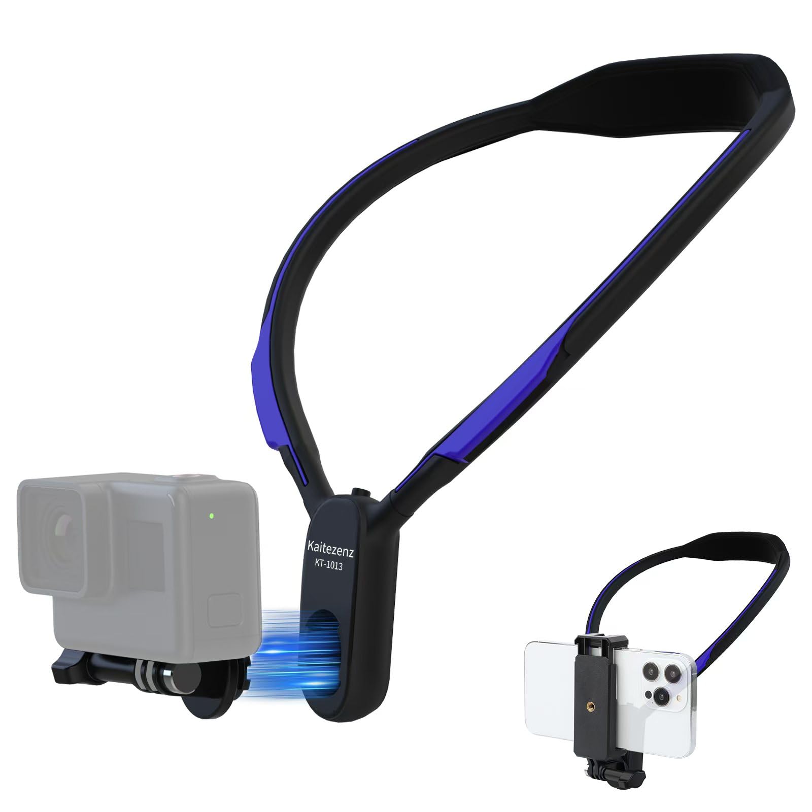 Kaitezenz Magnetic Neck Mount Holder with Phone Clip Compatible with GoPro Hero 13 12 11 10 MAX DJI Action 4 Insta360 iPhone Samsung, Quick Release