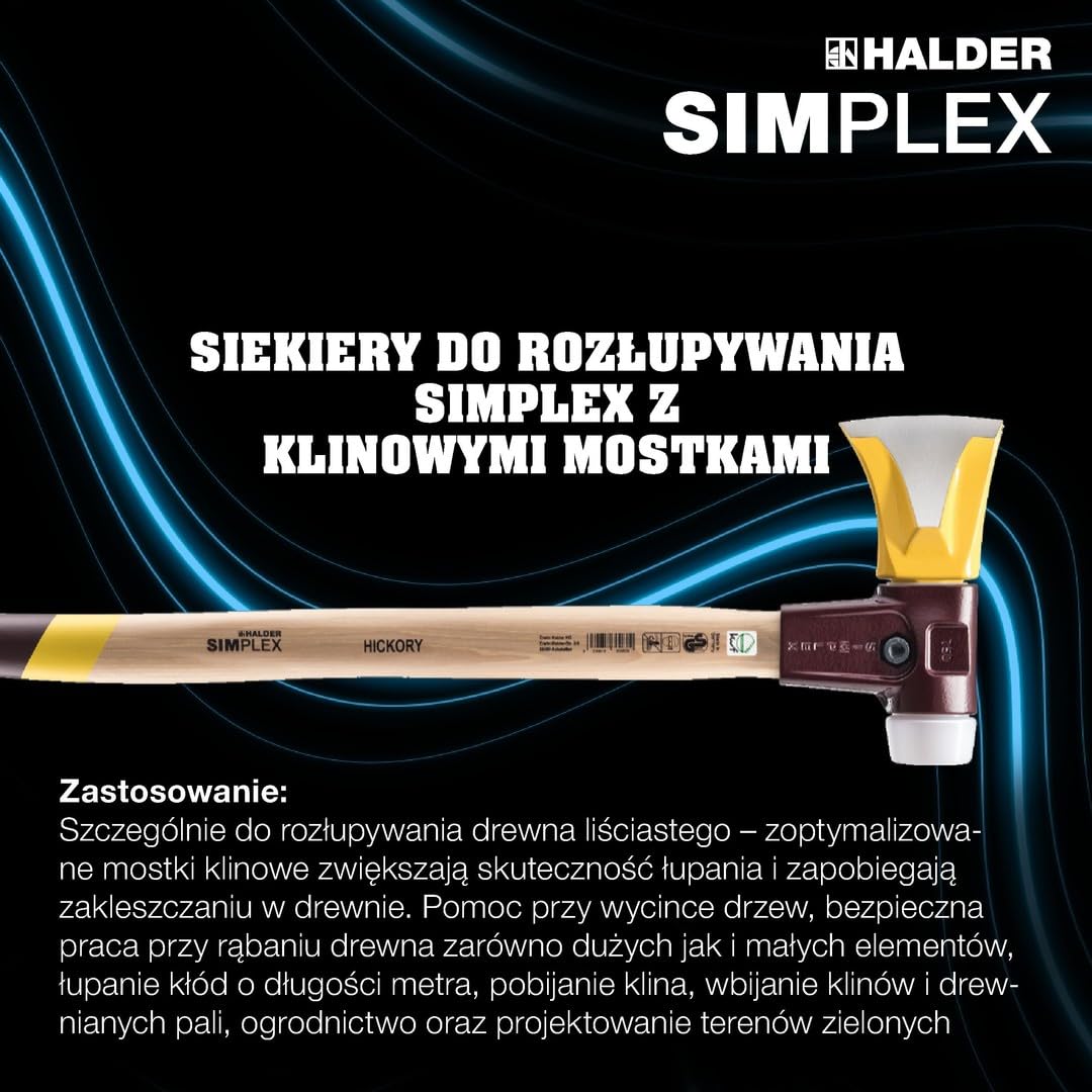 Simplex siekiera rozłupująca, z klinami, obudową z żeliwa ciągliwego i trzonkiem hickorowym, śr. = 50 mm, 3007.751
