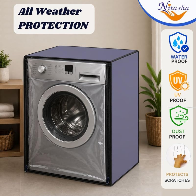 Image of Nitasha Front load Waterproof Washing machine cover Compatible for Samsung 9 Kg Fully Automatic with AI Control, T Series WW90T604DLN /TL (Grey Colour)