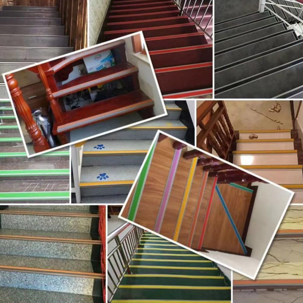 Perfil de protección para borde de escalón en forma de L de PVC, perfil autoadhesivas de vinilo para bordes de escaleras, para interiores y exteriores, tiras antideslizantes(Gray,500cm/16.4ft)