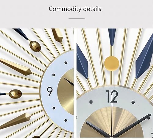 Miniatura 4 de Reloj de pared de metal grande de 32 pulgadas, estilo mediados de siglo, diseño de explosión de sol, moderno, para decoración de sala de estar,