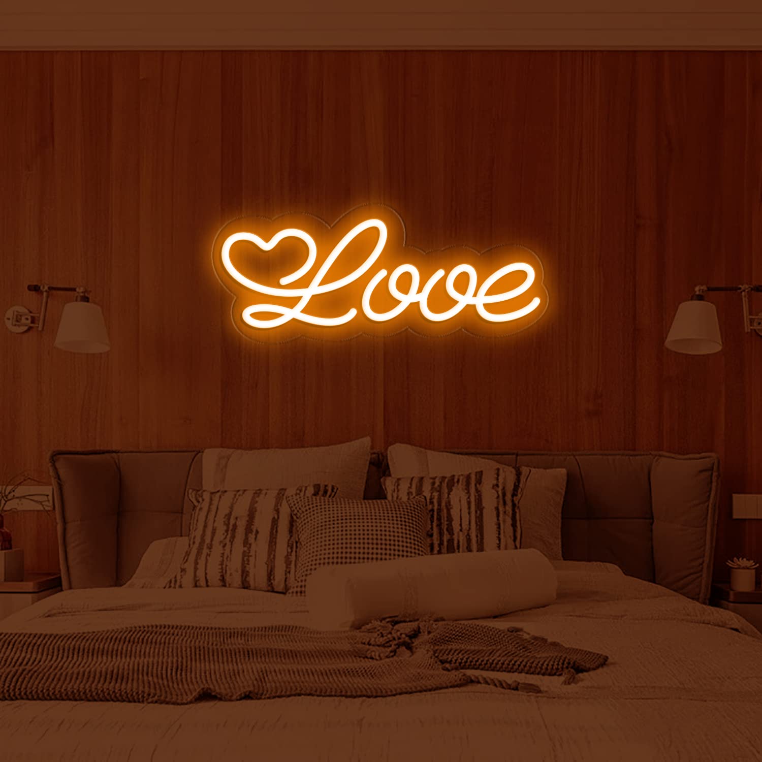 オレンジ ネオンライト Love インテリア　オーダー Amazon.co.jp: INSNEnN Love LED ネオンライトサイン 温白色 ラブ