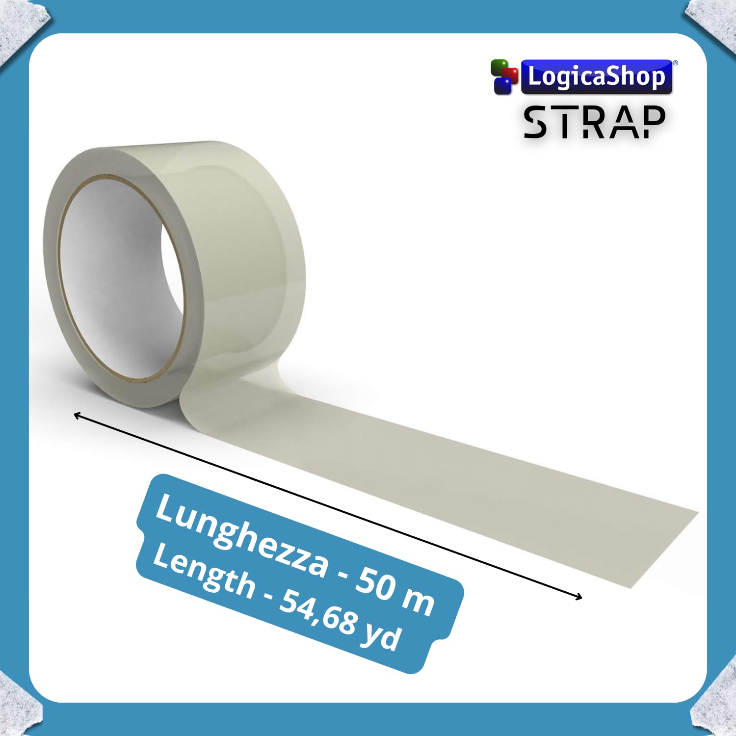 STRAP Rotoli Nastro Adesivo Largo per Imballaggio Pacchi, Spedizioni e Trasloco - Resistente e Silenzioso (36Pz, Trasparente)
