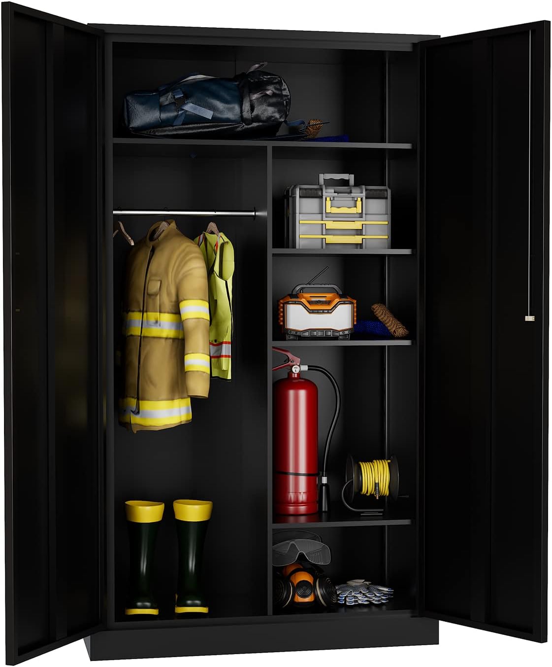 MIIIKO Metal Clothing Storage Locker, Steel Wardrobe Cabinets with Shelves and Closet Rod, 72″ Large Storage Locker Closet for Sports Equipment, Tools, Cleaning Supplies, Garments