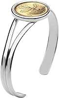 Vista 2 de 1994 Italy 20 Lire BU Uncirculated Coin Silver Plated Cuff Bracelet - Oak Branch