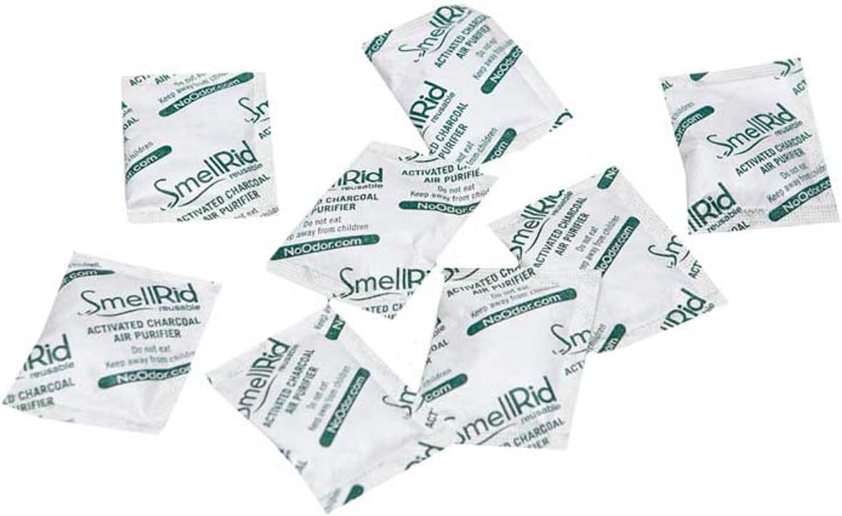SMELLRID Activated Charcoal Odor Remover That Works [100 Pack] - Mini 5g (2” x 2”) Pack Treats 2 Sq. Ft.- Premium Natural Odor & Dampness Absorber Safeguard Stored/Shipped Items