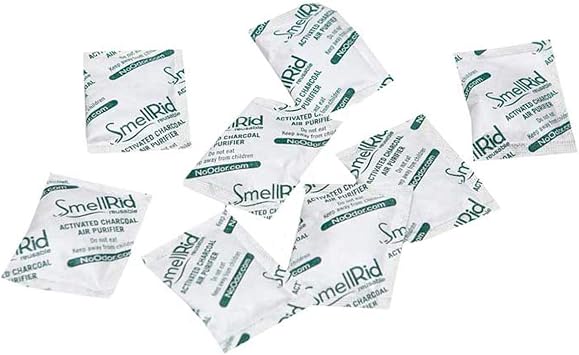SMELLRID Activated Charcoal Odor Remover That Works [100 Pack] - Mini 5g 2 x 2 Pack Treats 2 Sq. Ft.- Premium Natural Odor & Dampness Absorber Safeguard Stored/Shipped Items