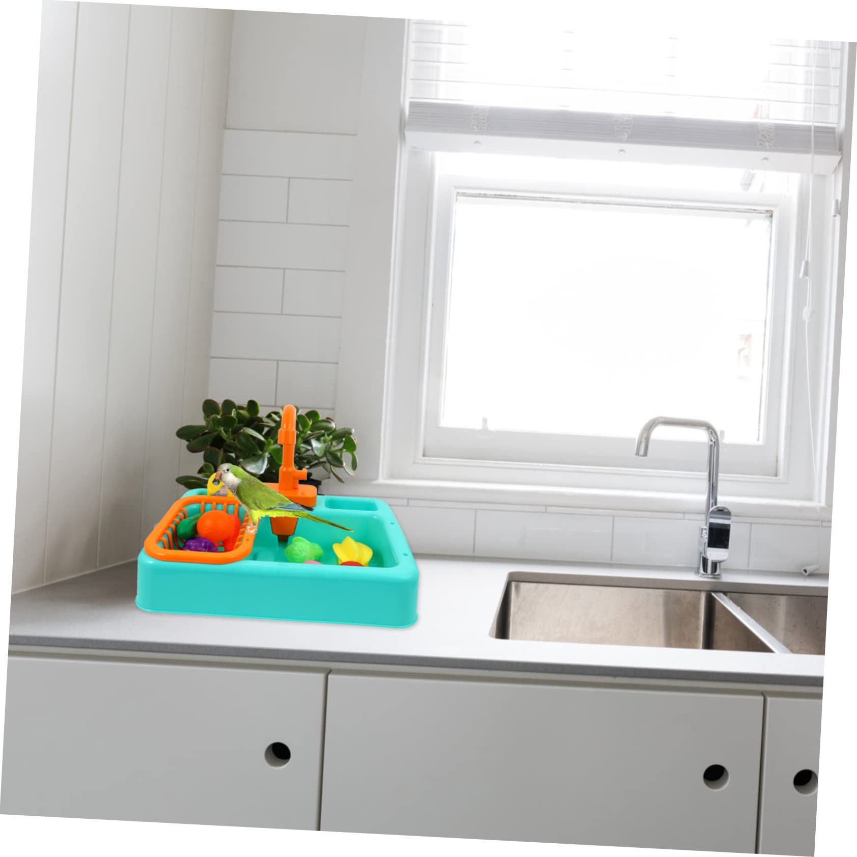 Bassin pour Bain D’oiseaux à Eau Courante, Bain Automatique Abs 1 Set