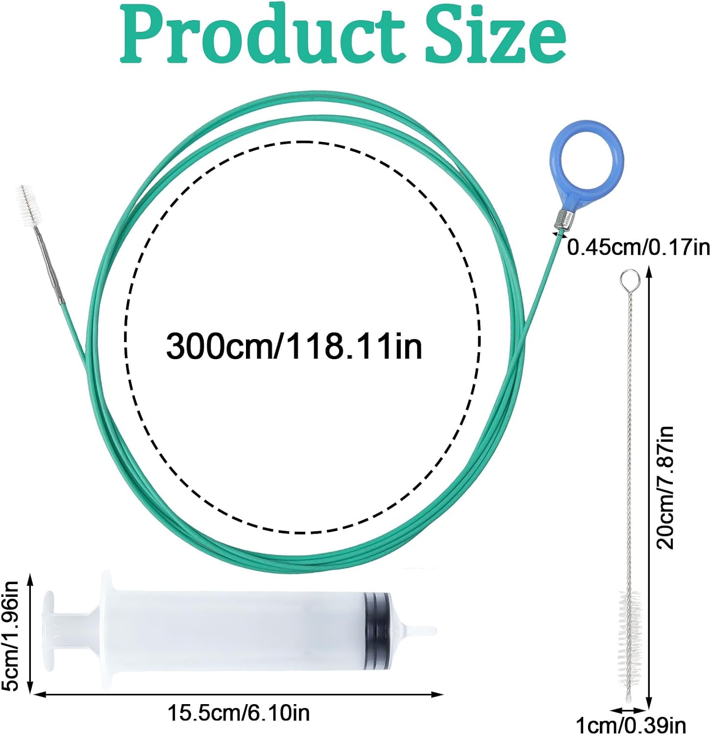 5PCS Updated Sunroof Drain Cleaning Tool Kit 118in Extra Long Flexible Tube Cleaning Brush with Pipe Cleaning Brush Syringe Hose Drain Brush Car Sunroof Drain Cleaner for Drains Sewers Windshields