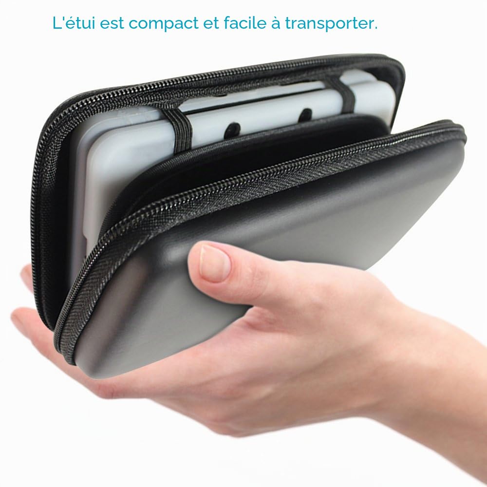 Étui de Protection pour Nintendo New 3DS XL avec Film de Protection d'écran, AFUNTA 2 Protecteurs en Verre Trempé pour Écran Supérieur et Films en Pet pour Écran Inférieur, 1 EVA Housse de Transport