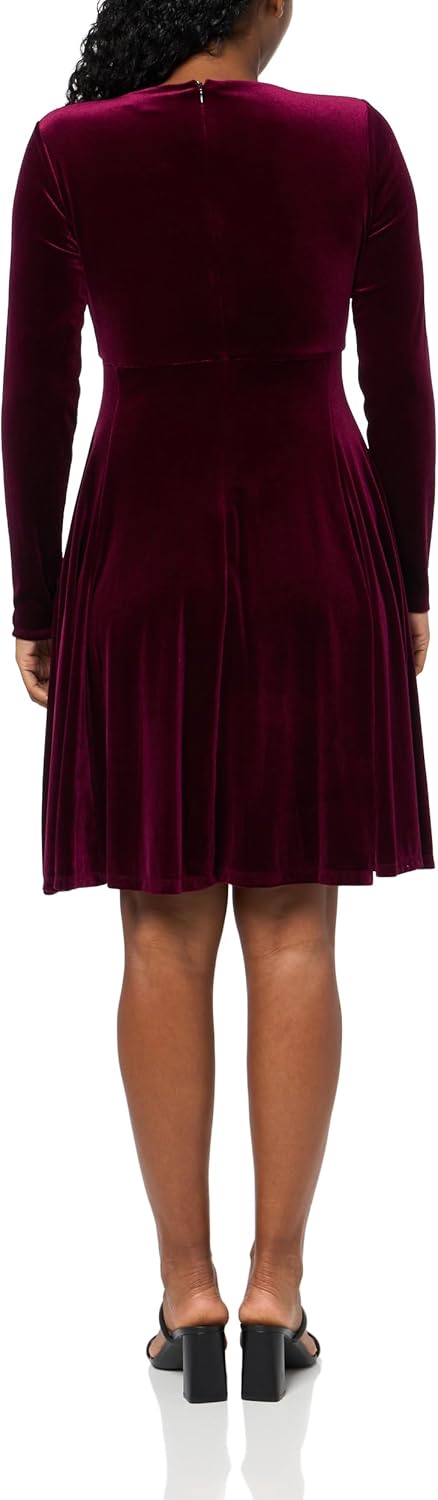 Tommy Hilfiger Womens 3/4 Sleeve V-Neck Stretch Velvet Dress - Image 2