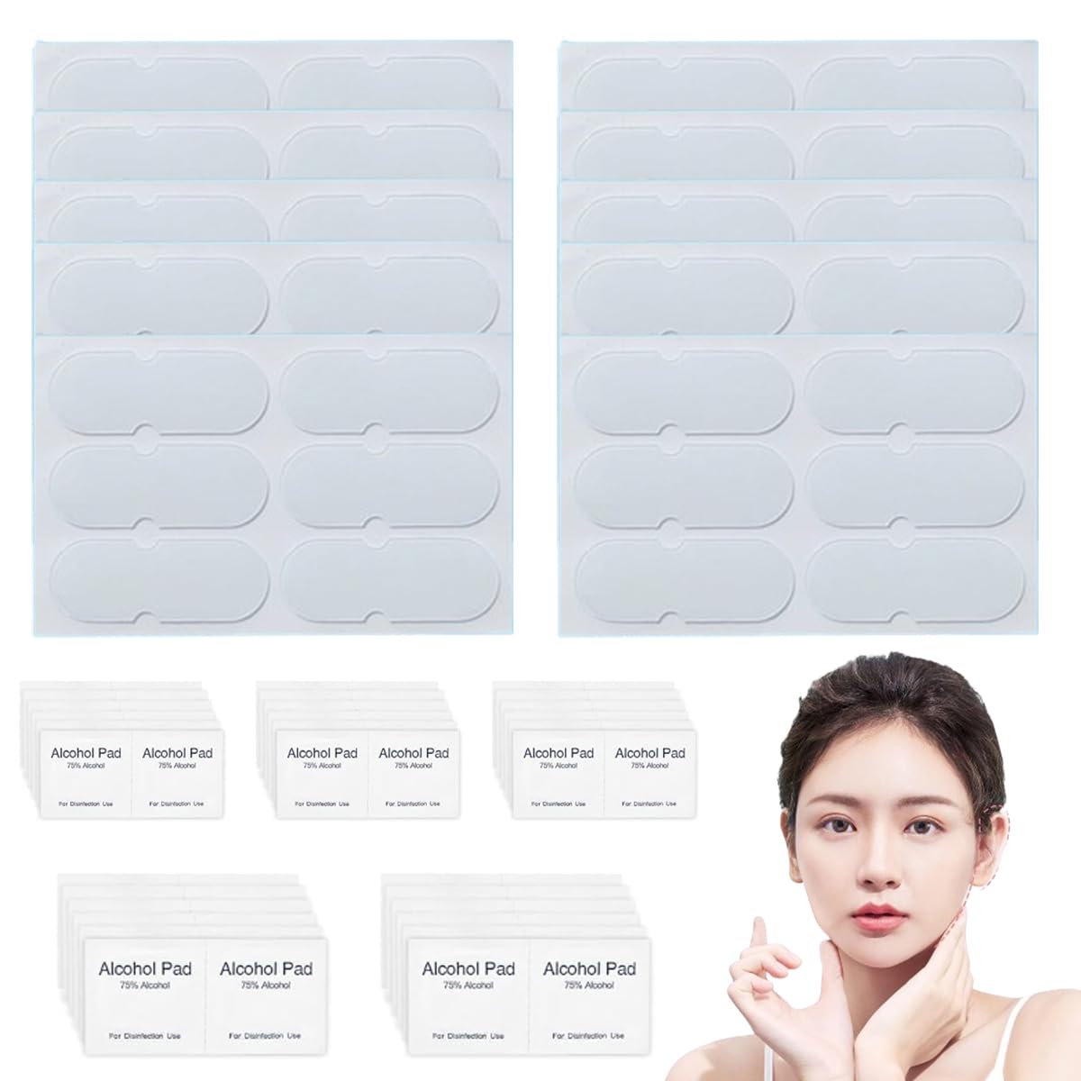 Ear Correctors, Invisible Cosmetic Earring Ear Support, Instant Correction for Prominent Ears, Elf Ear Stickers with Alcohol Cotton, Protruding Ear Solution for Men, Women and Baby Clear 60 Pcs