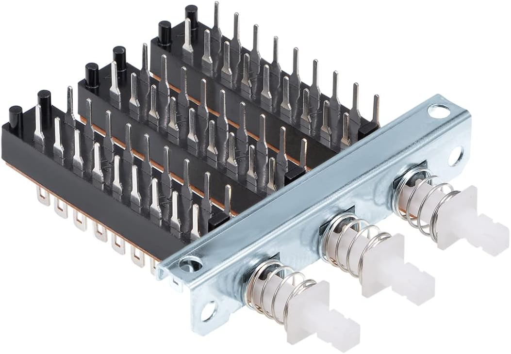 uxcell Interlock Push Button Switch Piano Type 6PDT 18 Pin 3 Row