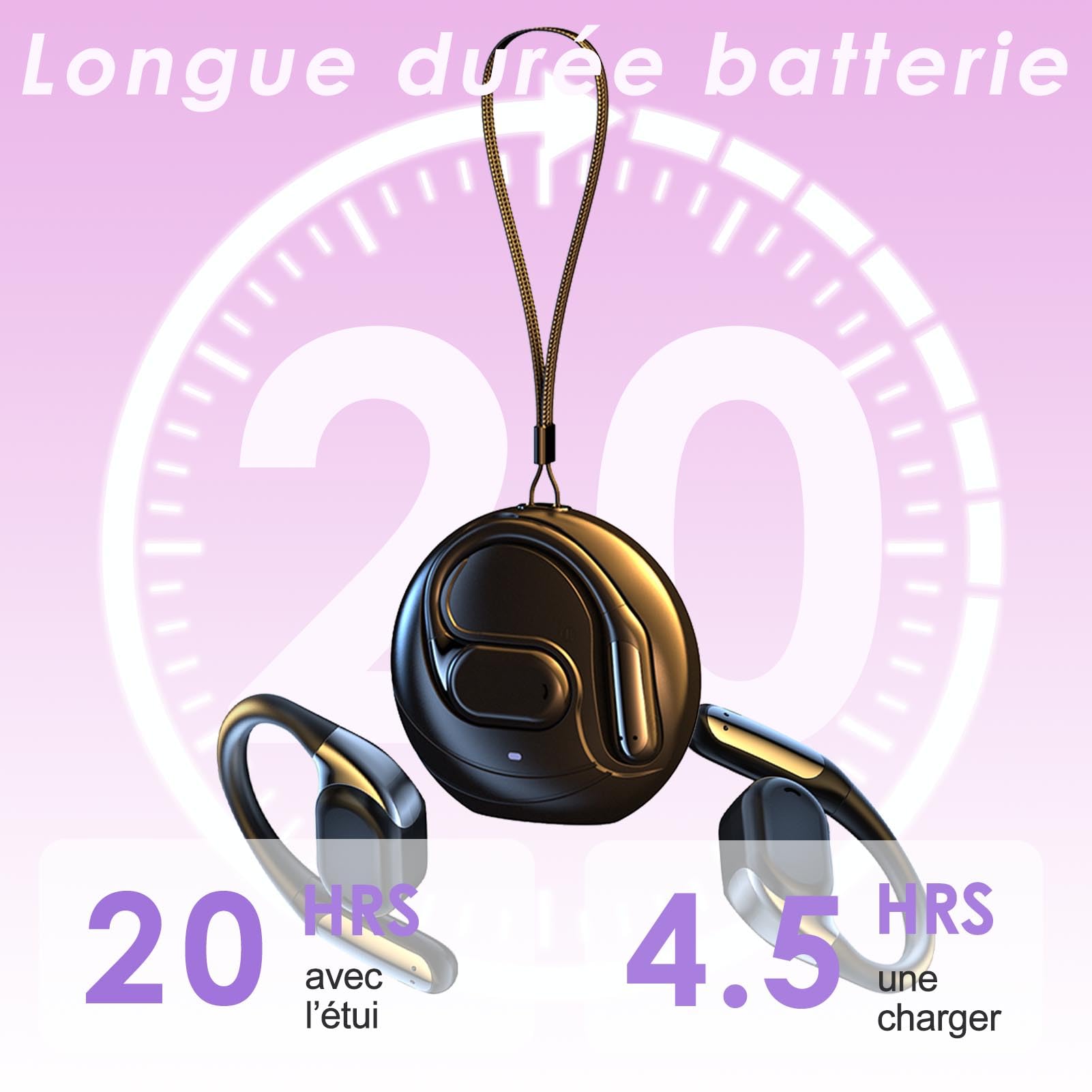 Écouteurs Bluetooth sans Fil Sport 2024 Écouteur Bluetooth 5.3 HiFi Stéréo Casque oreillette bluetooth sans-fil Running ecouteurs Ouverts auriculares bluetooth écouter USB-C Charge Rapide pour Gym