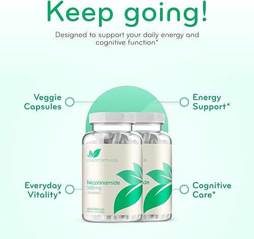 Vista 13 de Vitamina B3 Nicotinamida 500 mg – Forma de alta absorción de vitamina B3 Niacina sin enjuague para oír la piel, cerebro y apoyo energético