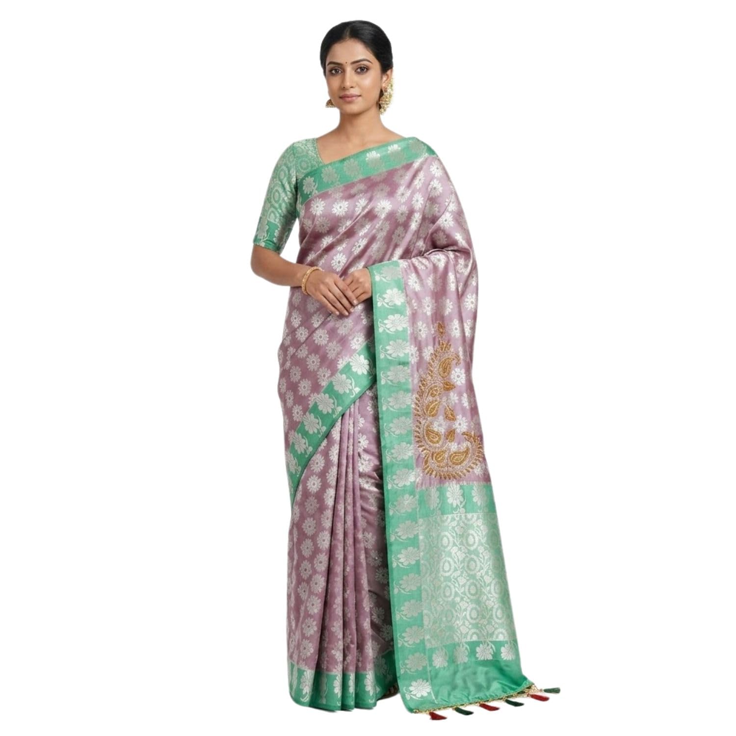 The Crimson Vanguard Poly Silk Saree | Lustrous Premium Poly-Silk with Bold Geometric Blocking | Festive Saree for Women | Elegant Party & Wedding Saree-image-43