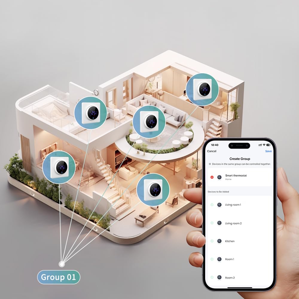 AVATTO Thermostat Für Wasser Fußbodenheizung und Gasboiler，Smart WiFi Thermostat Programmierbar Raumthermostat Unterstützen Alexa, Google Home Sprachsteuerung und Smart Life App Fernbedienung