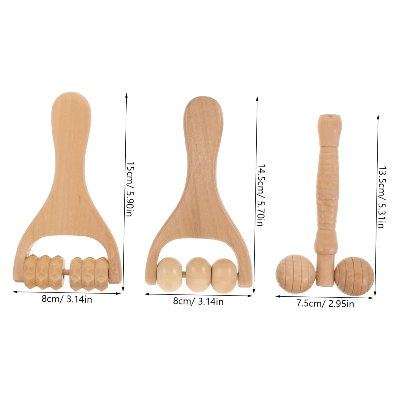 4 Set Massaggiatore Per Il Collo Domestico Massaggiatore Della Spalla Massaggiatore Per Il Corpo Massaggiatore Per Spalle Per Uso Quotidiano Di Legno 3 Pezzi * 4