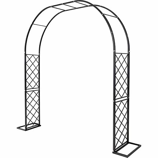 Metal Garden Arbor, Heavy Duty Metal Garden Arch Trellis for Climbing Plants, Decorative Archway Wedding Arch Frame for Patio, Backyard, Patio, Lawn, Pathway, Black
