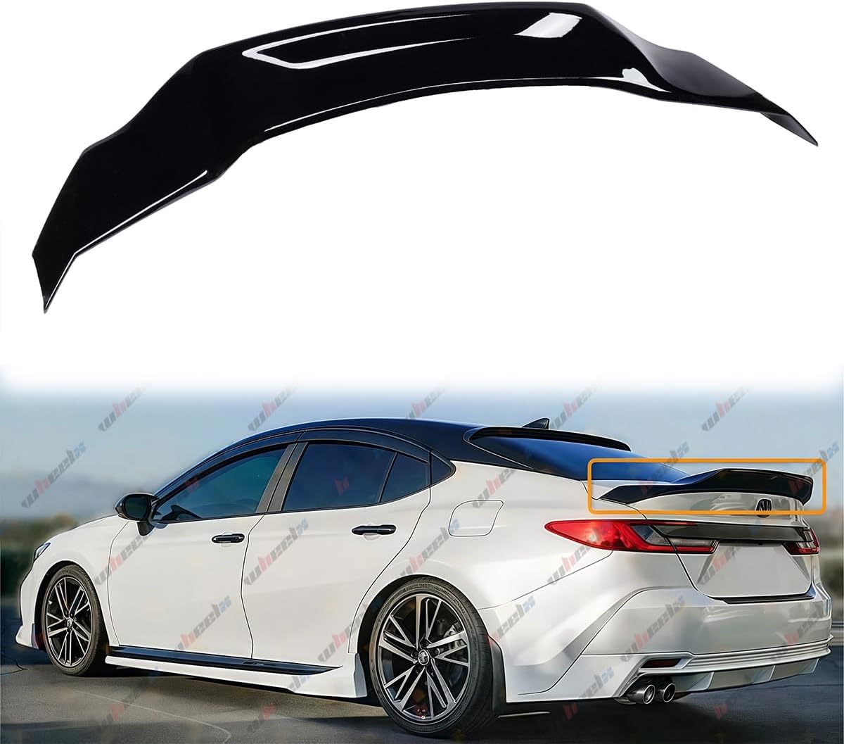 Rear Spoiler Compatible with 2025 Toyota Camry, R Style Trunk Exterior Tail Deck Lid Wing Duckbill Lip Splitter (Glossy Black)