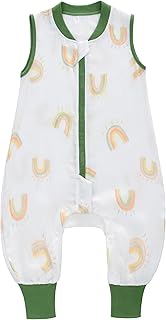 Baby Schlafsack mit Füßen 0.5 Tog, Musselin Schlafsack, Kinder Sommerschlafsack für Jungen und Mädchen