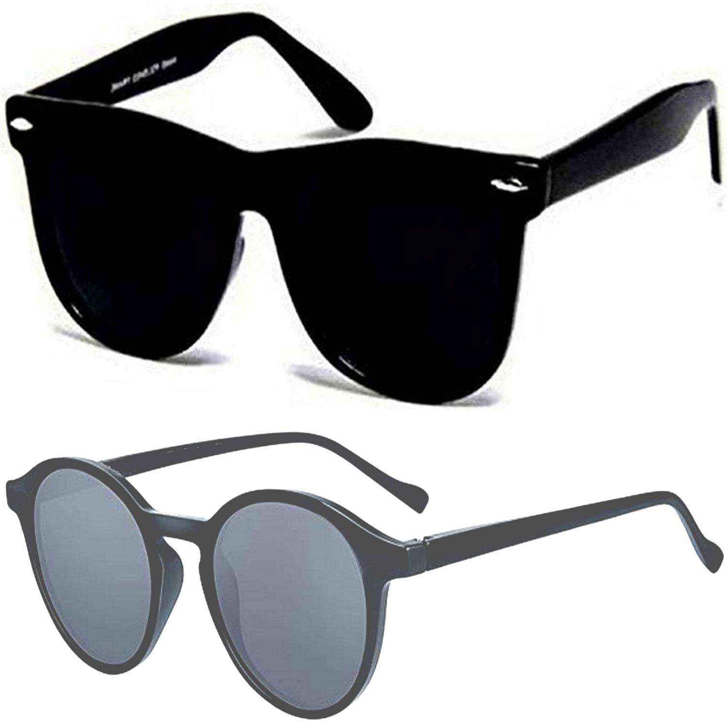 Y&S Unisex Goggles UV Protected Sunglasses for Men Women Boys Girls Pack in (black-smpl-wayf+black-selfy) (55)