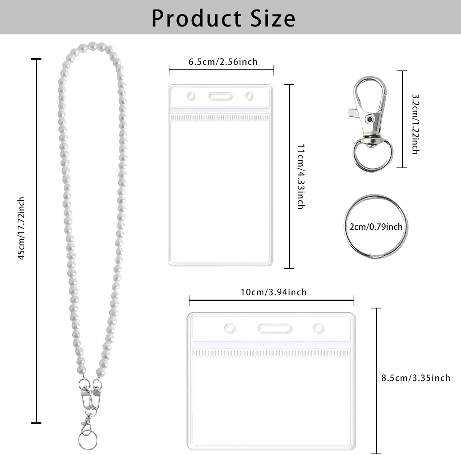 Pearl Beaded Lanyard with Clear ID Badge Holder image 2