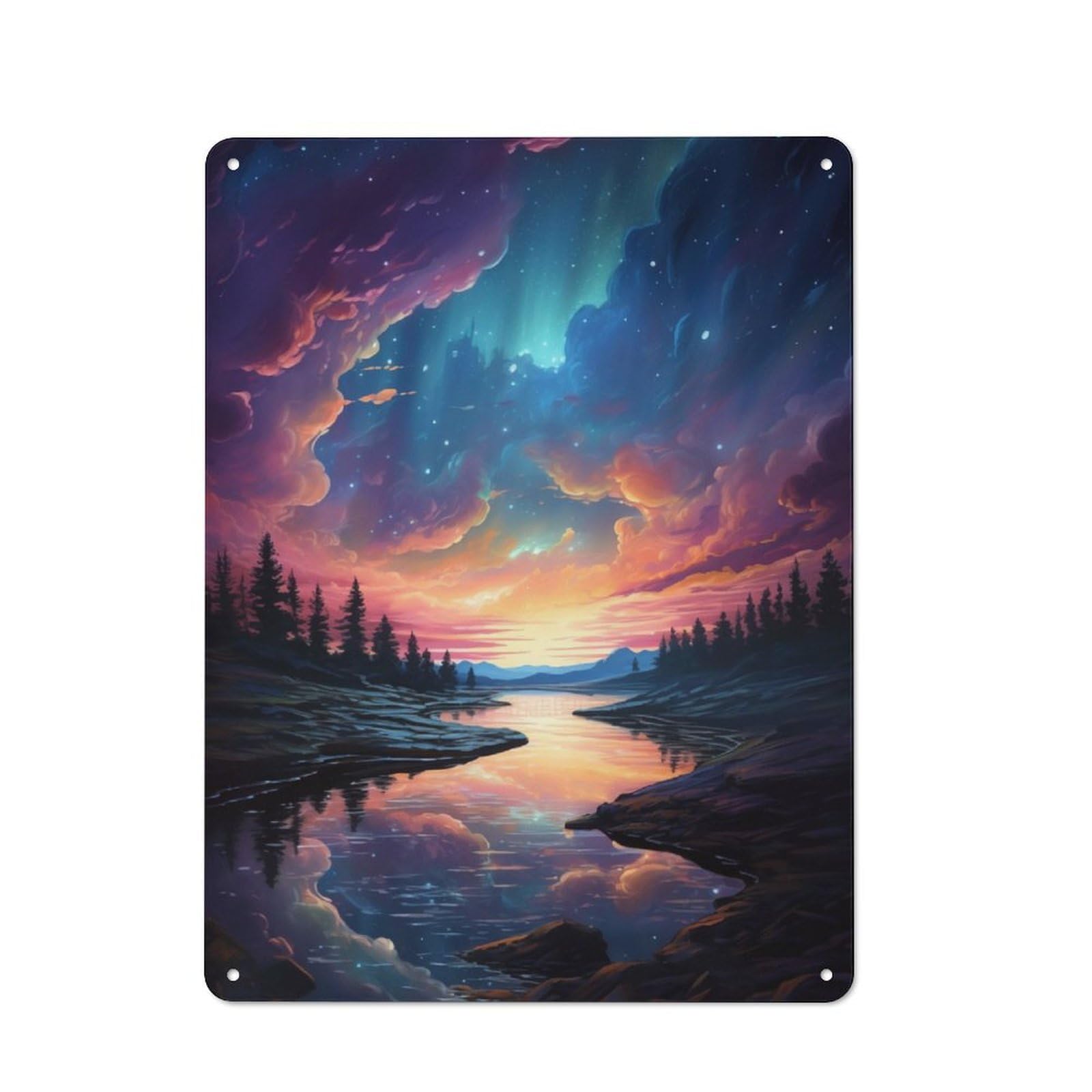 Junmoney River Beneath Epic Sky Understated Office Metal Sign 40X30cm Featuring Studio Wall Plaque For Office, Study, Studio Or Hallway