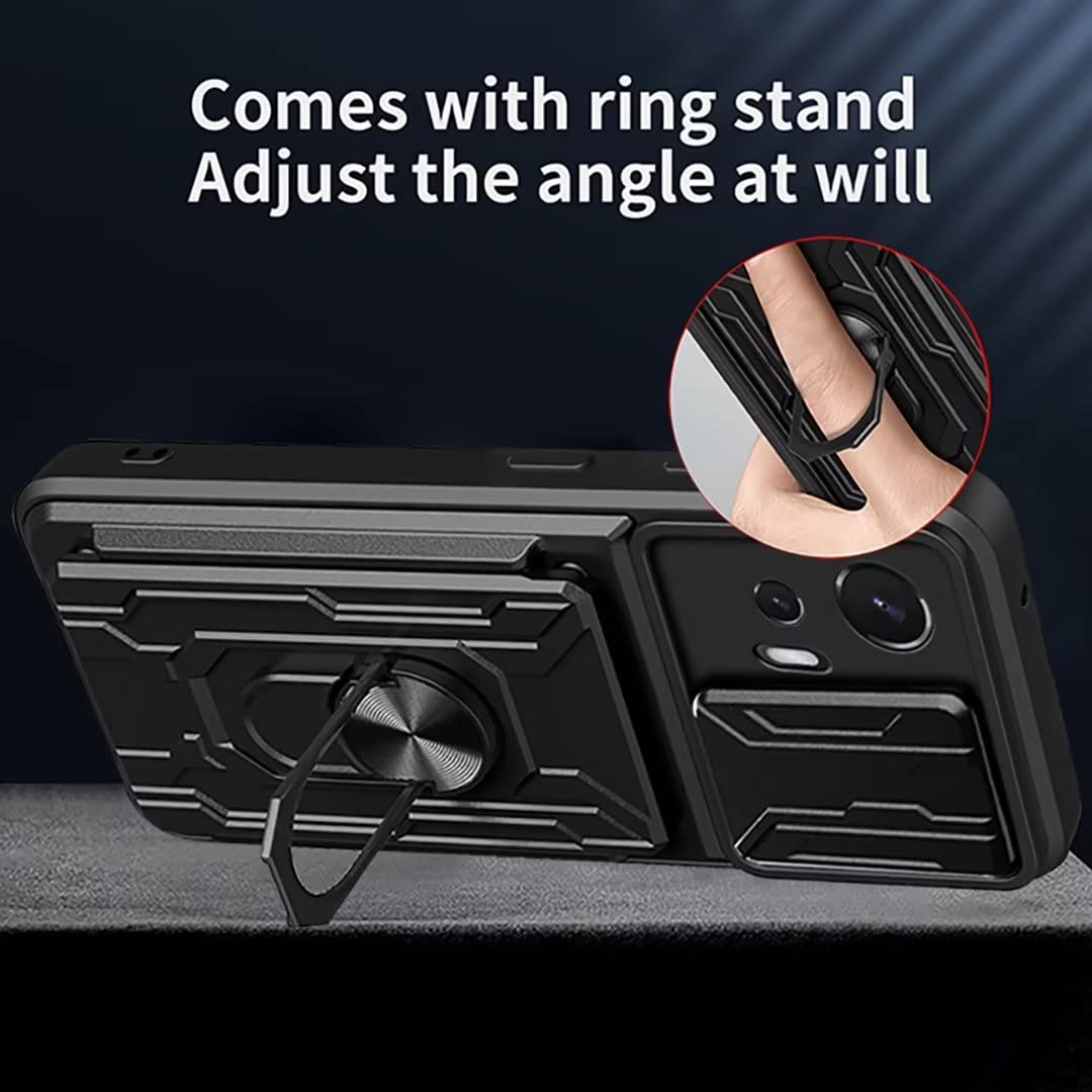 Cover Armor Per Motorola Edge 30 Fusion – Custodia TPU+PC Antiurto Con Anello Portadito E Sportellino Proteggi Fotocamera