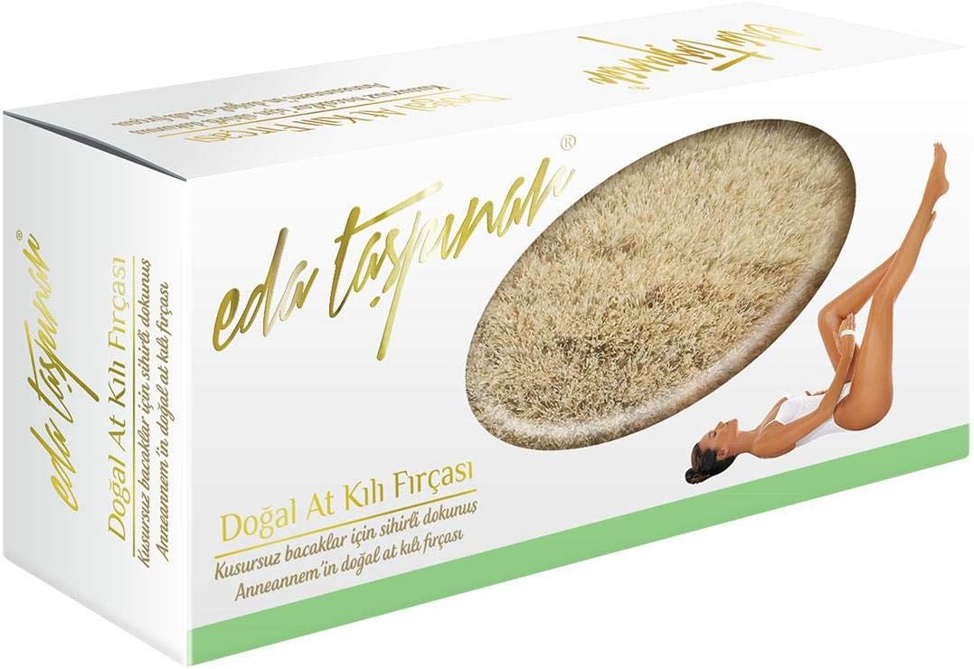 Eda Taspinar Dry Brush Natural Horse Hair Anti Cellulite Brush- Removes Cellulite by 57% in 5 Weeks - Exfoliates, Improves Lymphatic Function, Silky Skin, Animal Friendly, 1 Brush