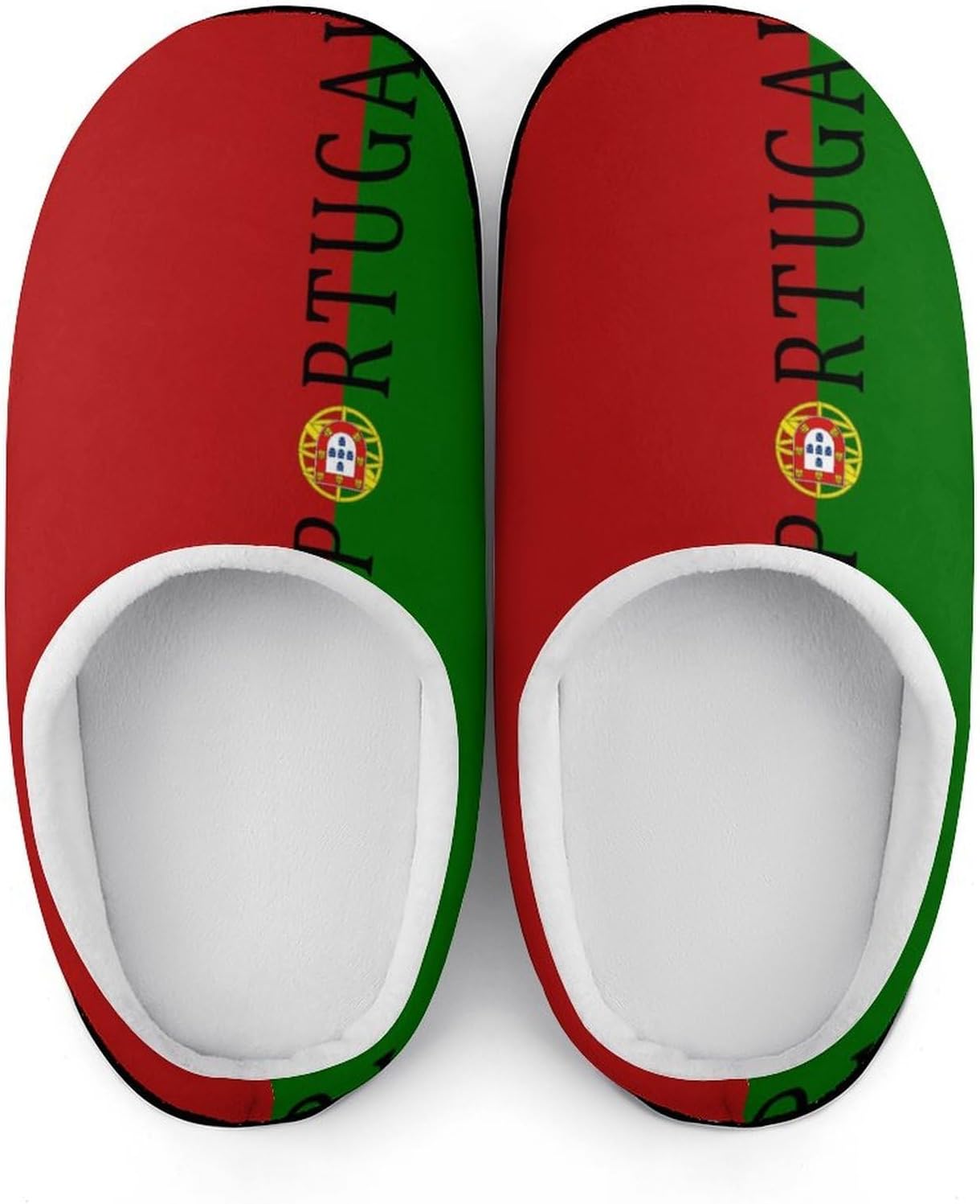 Portugal Soccer Football Women's House Slippers Memory Foam Warm Shoes Spa Rubber Sole Indoor Outdoor