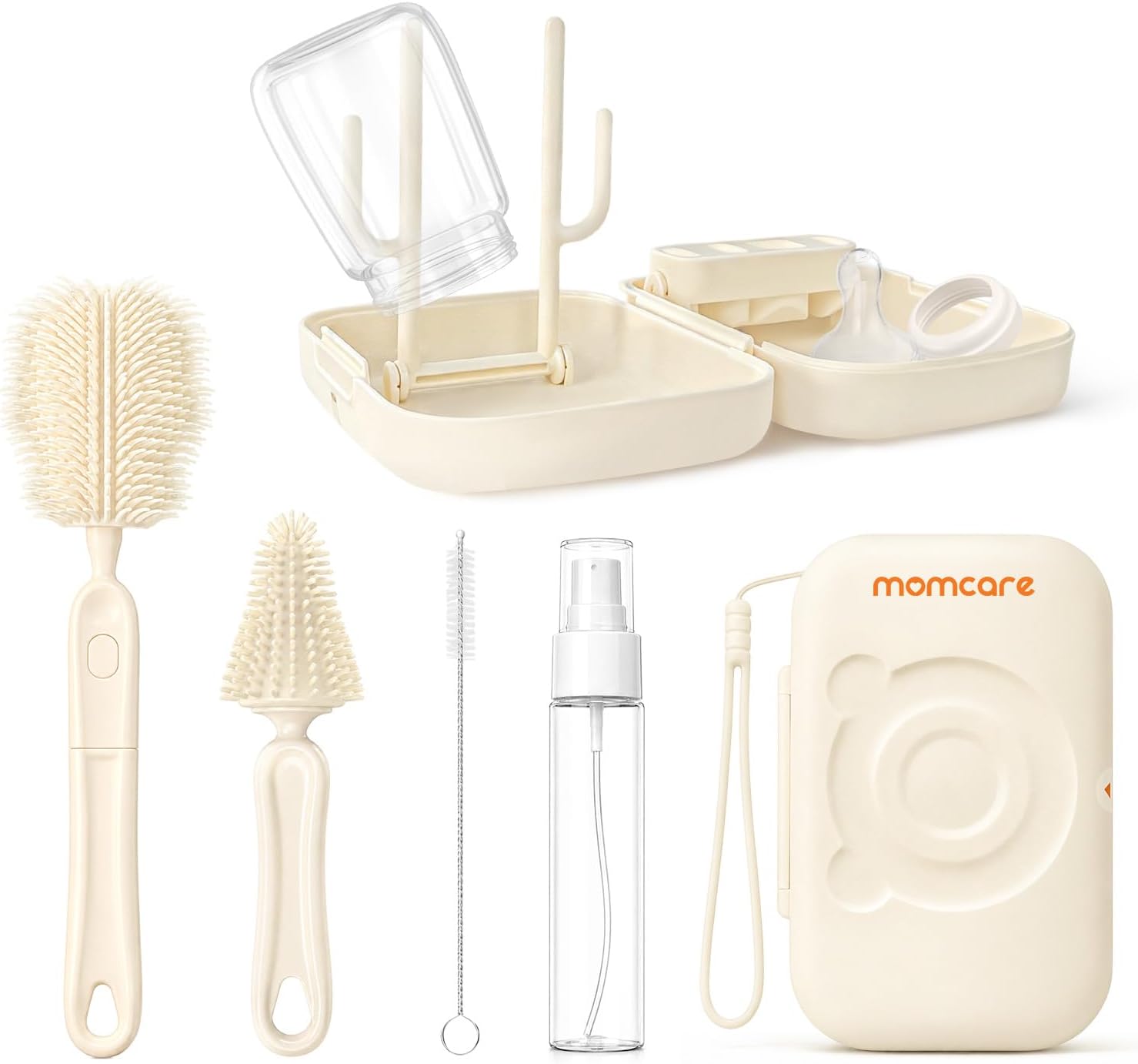 6 in 1 Silicone Baby Bottle Brush Set with Stand-Up Drying Rack